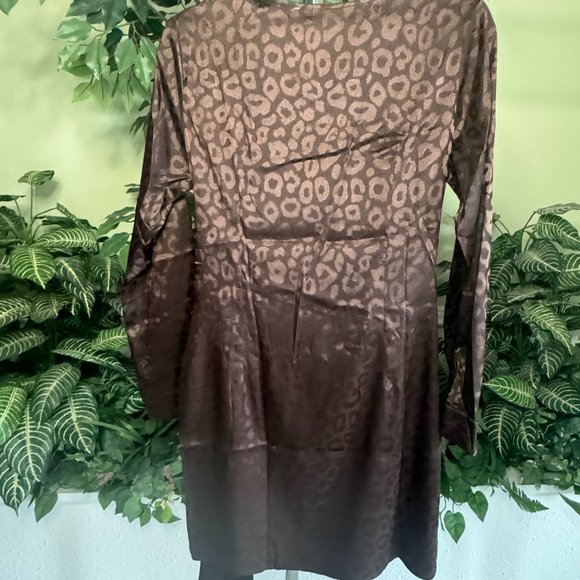 Wrap Style Satin-like Long Sleeve Mini Dress - Picture 6 of 6